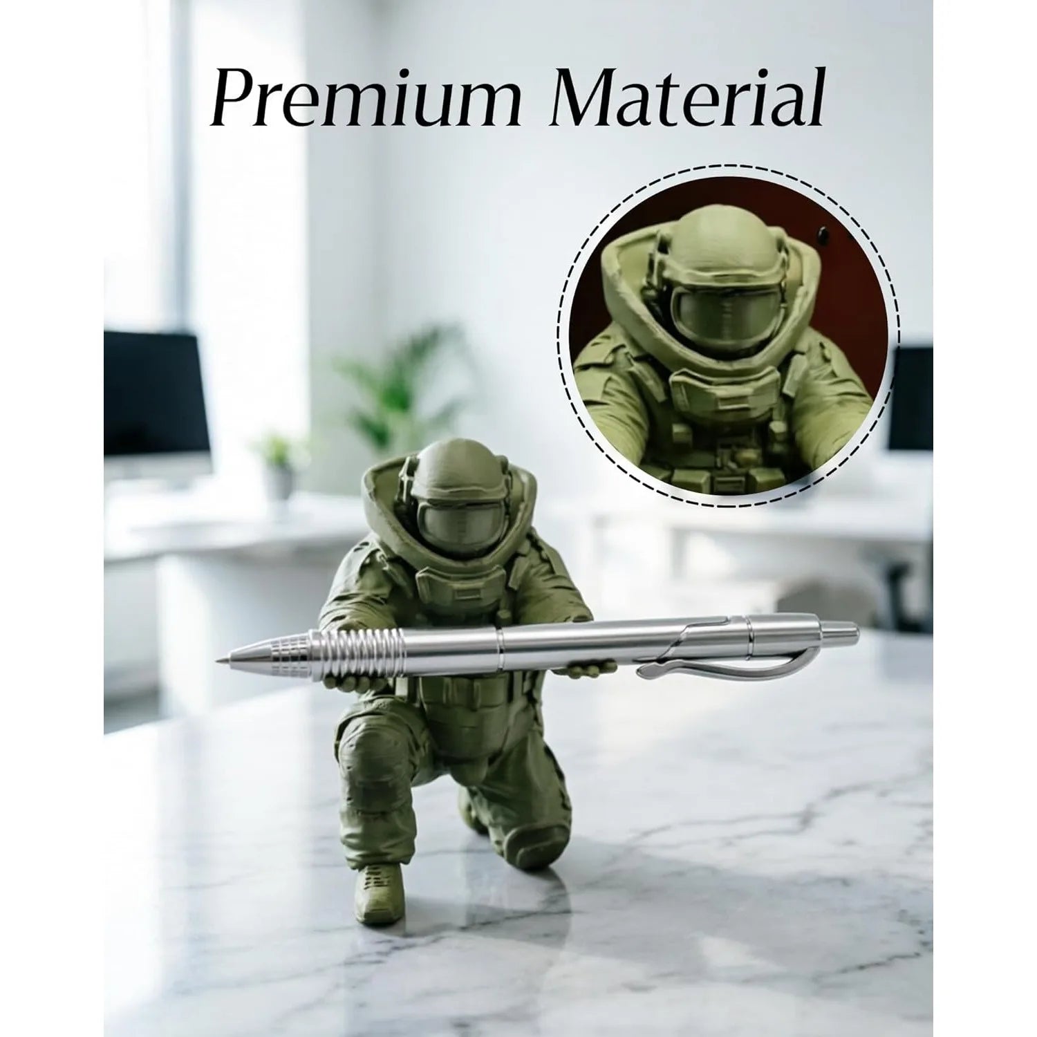 Tactical Soldier Pen Holder 3D Printed Single Pencil Statue Cool Desk
