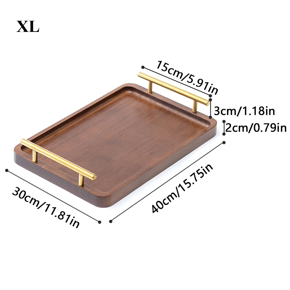 Wooden Serving Tray with Handles Bamboo Tea Tray Food Tray for Breakfast Coffee Dessert Snack Platter Home Coffee Table Zpaxo XL