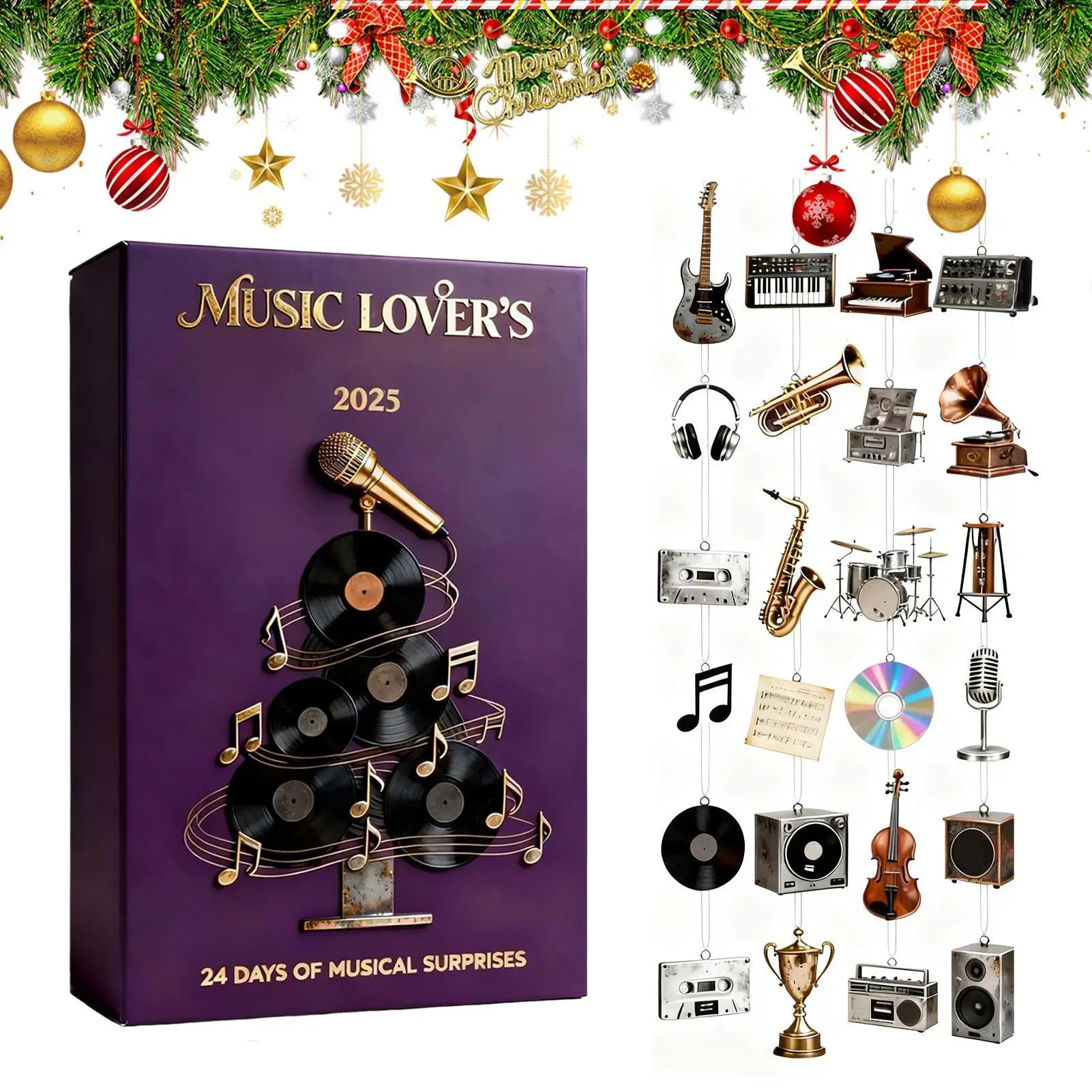 Christmas Music Lover Advent Calendar 24 Days 2D Acrylic Musical