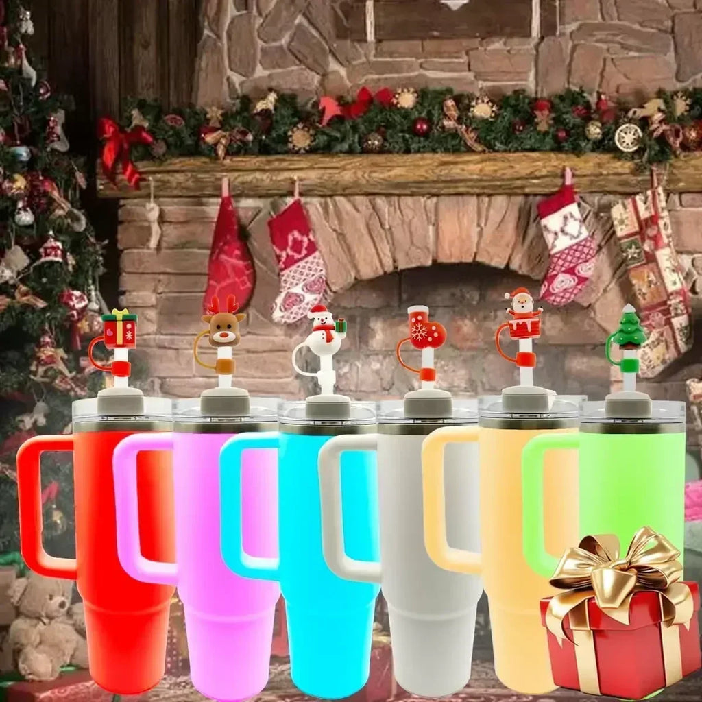 Christmas Straw Covers Caps Tumblers Dustproof Toppers Cups 30 Cup