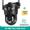 6K 12MP WiFi Camera Outdoor 10X Zoom Three Lens Dual Screen 8MP Security Cam Auto Tracking CCTV Video Surveillance PTZ Cameras Zpaxo 8MP Cam Add 128G UK Plug