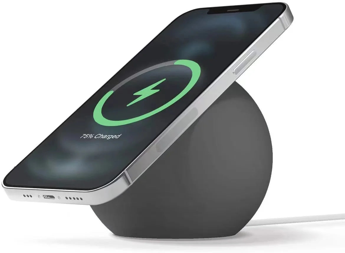 Magnetic Wireless Charging Stand Round Charging Base Desktop Silicone Wireless Charger For Apple Magsafe Phone Charging Holder Zpaxo Gray