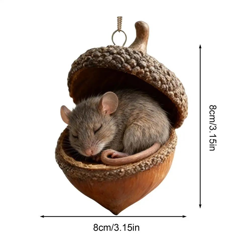 Christmas Tree Acorn Ornaments 2D Acrylic Sleeping Animal Pendant Zpaxo D