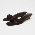 Designer Summer Women's Fashion Open Toe Slippers Elegant Wedges Heel Slides Ladies Evening Party Shoes Zpaxo 35 Brown
