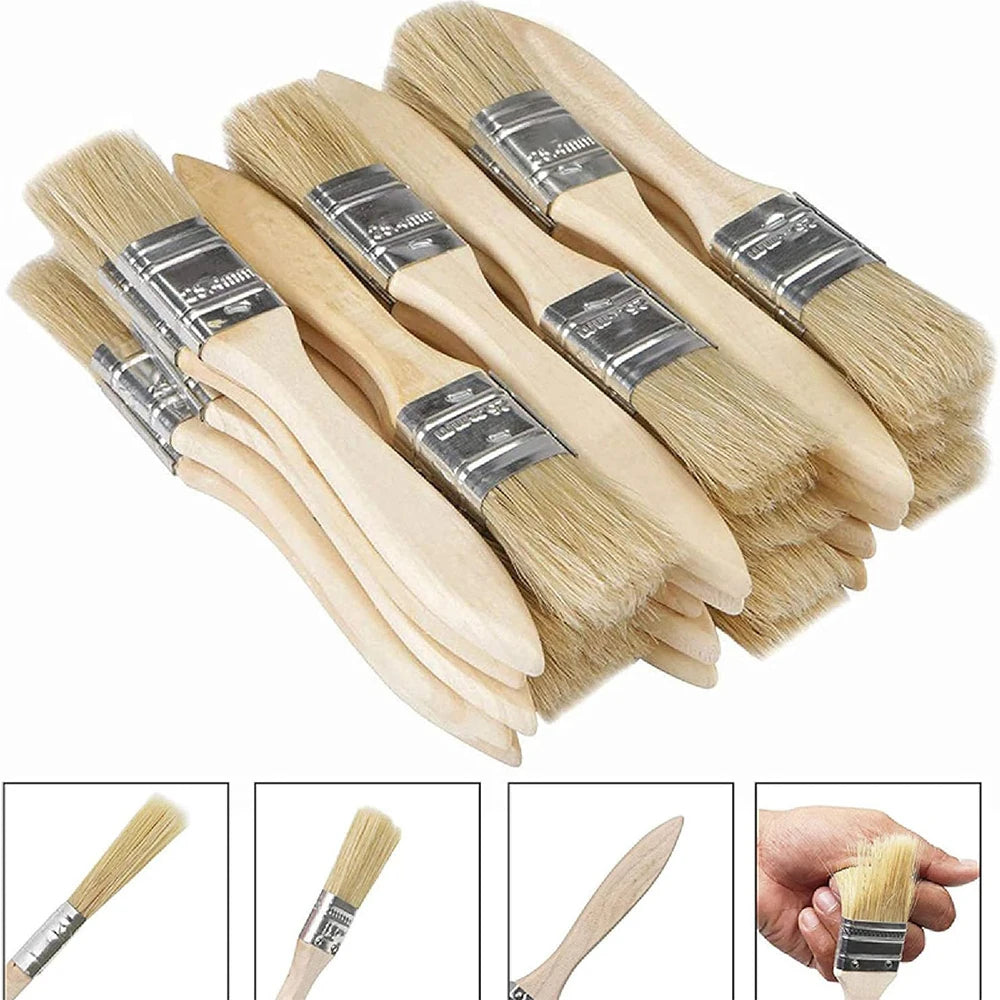 Hog Bristle Art Brushes – Short Wooden Handle Set 10/20/30pc