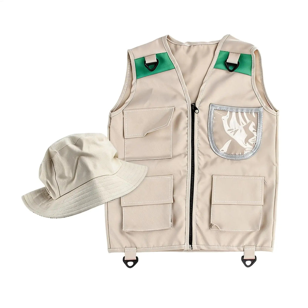 Kids Costume Vest Hat Nature Adventures Suit Dress Up Cargo Camping