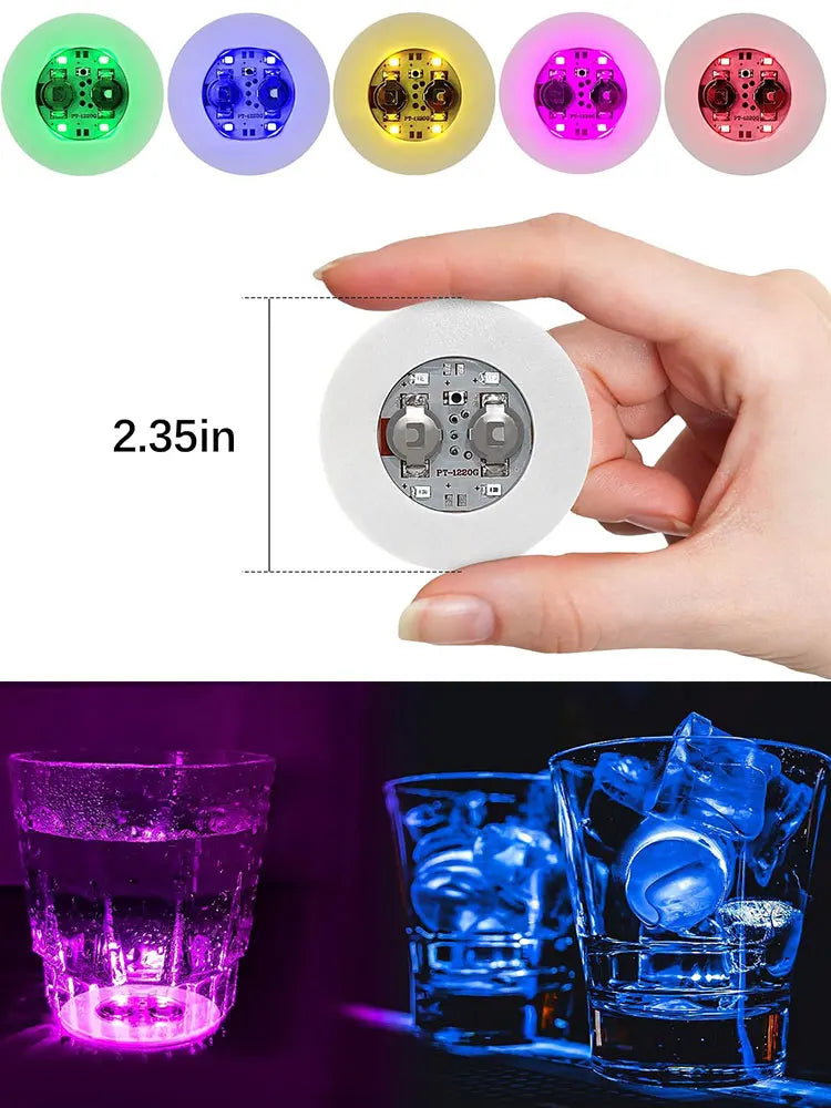 LED Drink Coasters Flashing Cup Coaster Lights Light Up Stickers