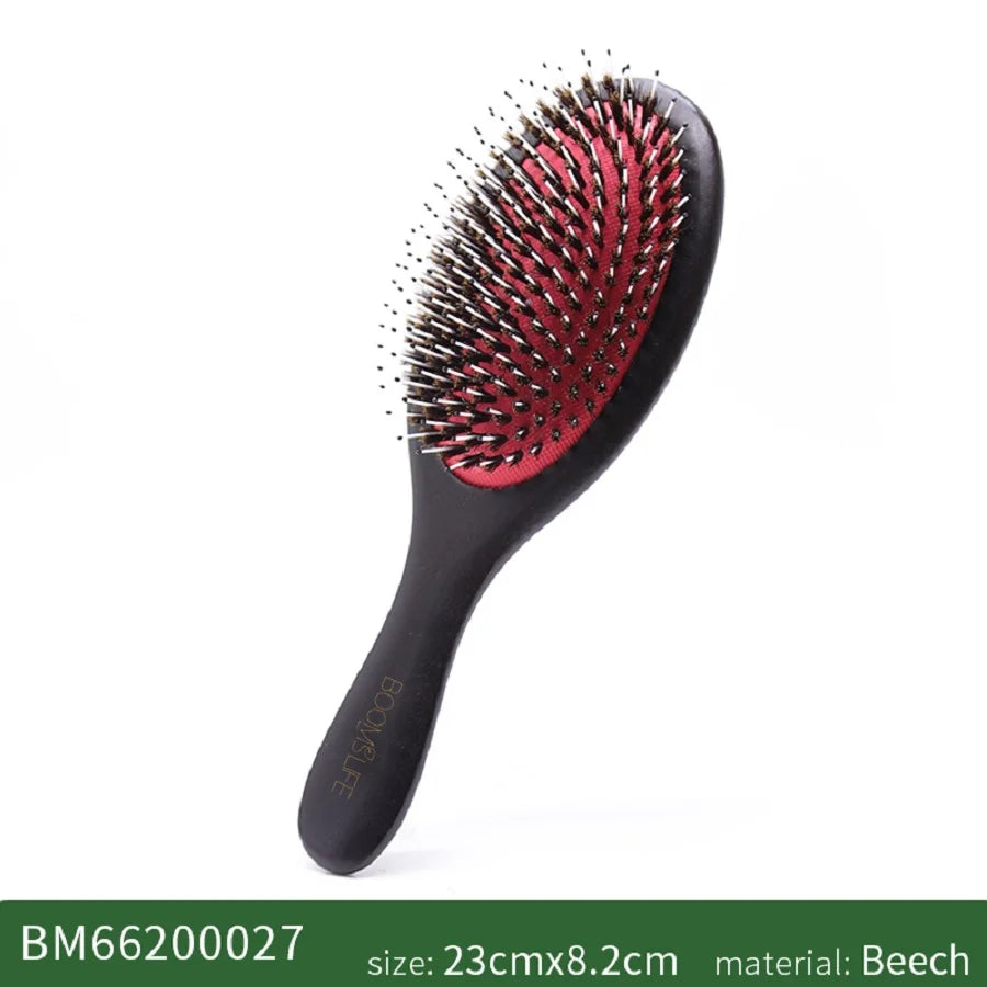 Boar bristle Hair Brush Women Custom Name Detangling Hair Brush For Curly Hair Wooden Comb Head Scalp Massage Hair Comb Zpaxo 1 pc Boar Brush China Mainland