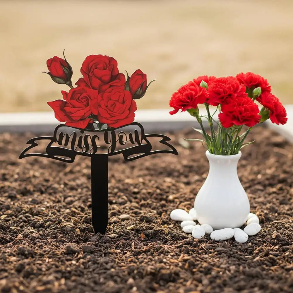 Miss You Memorial Garden Stake | Cardinal Grave Marker Plaque Memorial Garden Stake Zpaxo