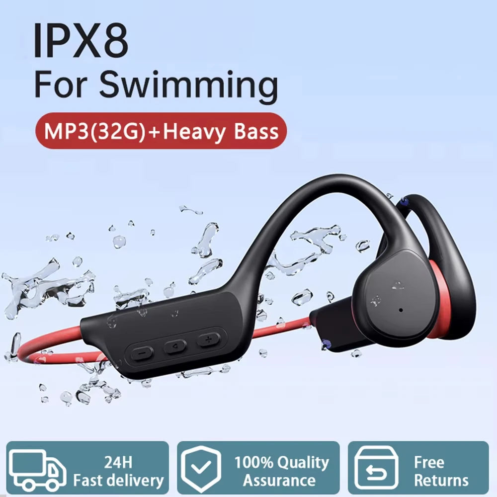 Bone Conduction Headset IPX8 MP3 32GB Bluetooth 5 3 Wireless Swimming