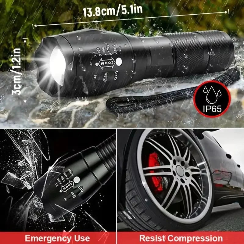 T6 LED Zoomable Flashlight | 5 Modes, Waterproof, 1000 Lumens