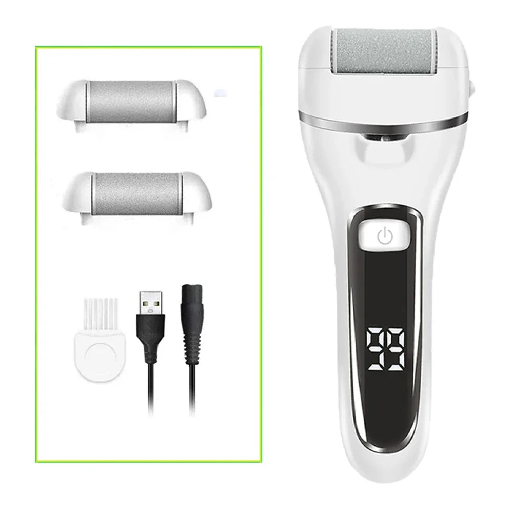 Electric Foot Callus Remover – 18-in-1 Rechargeable Pedicure Kit Electric Callus Remover Zpaxo FT001-White