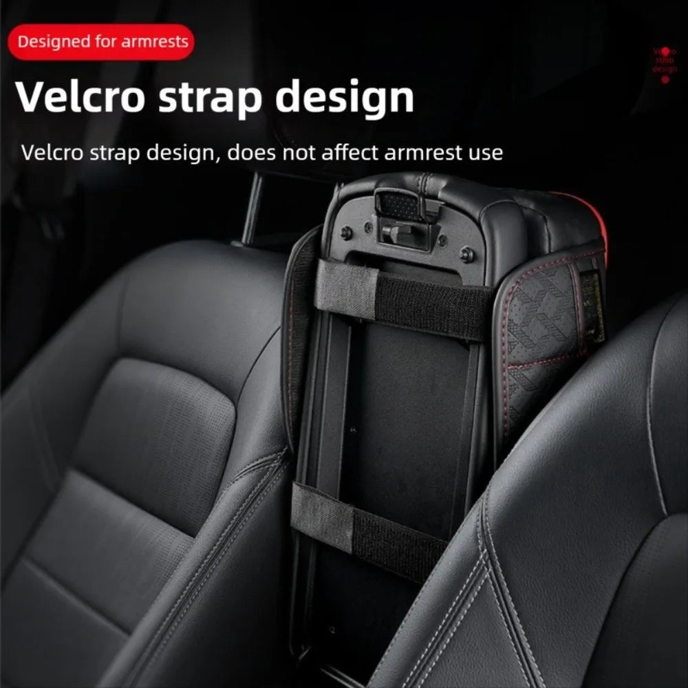 Universal Car Armrest Box Cover PU Leather 2 Cup Holders Center Zpaxo