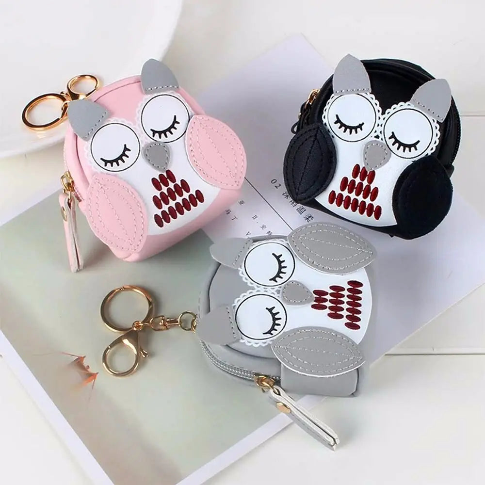 Card Holder Cute PU Leather Owl Clerk Lady Wallet Women Cartoon Car Key Chain School Bag Pendant Owl Coin Purse Key Bag Zpaxo