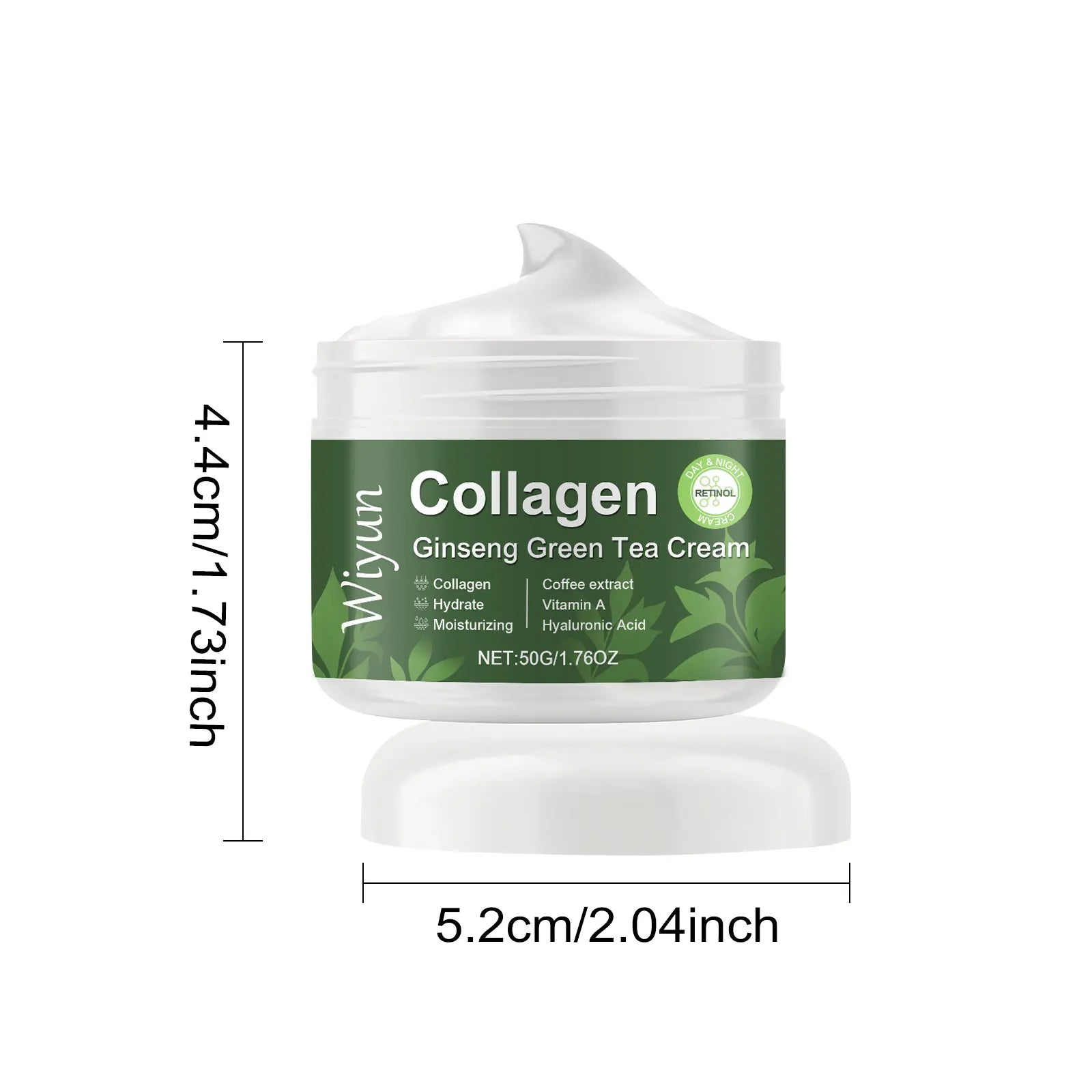 WIYUN Collagen Ginseng Green Tea Anti-Aging Face Cream 50g Anti-Aging Face Cream Zpaxo 50g Boxed