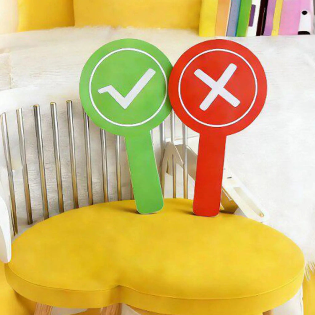 Voting Paddles Double-sided Red Green Response Signs True False