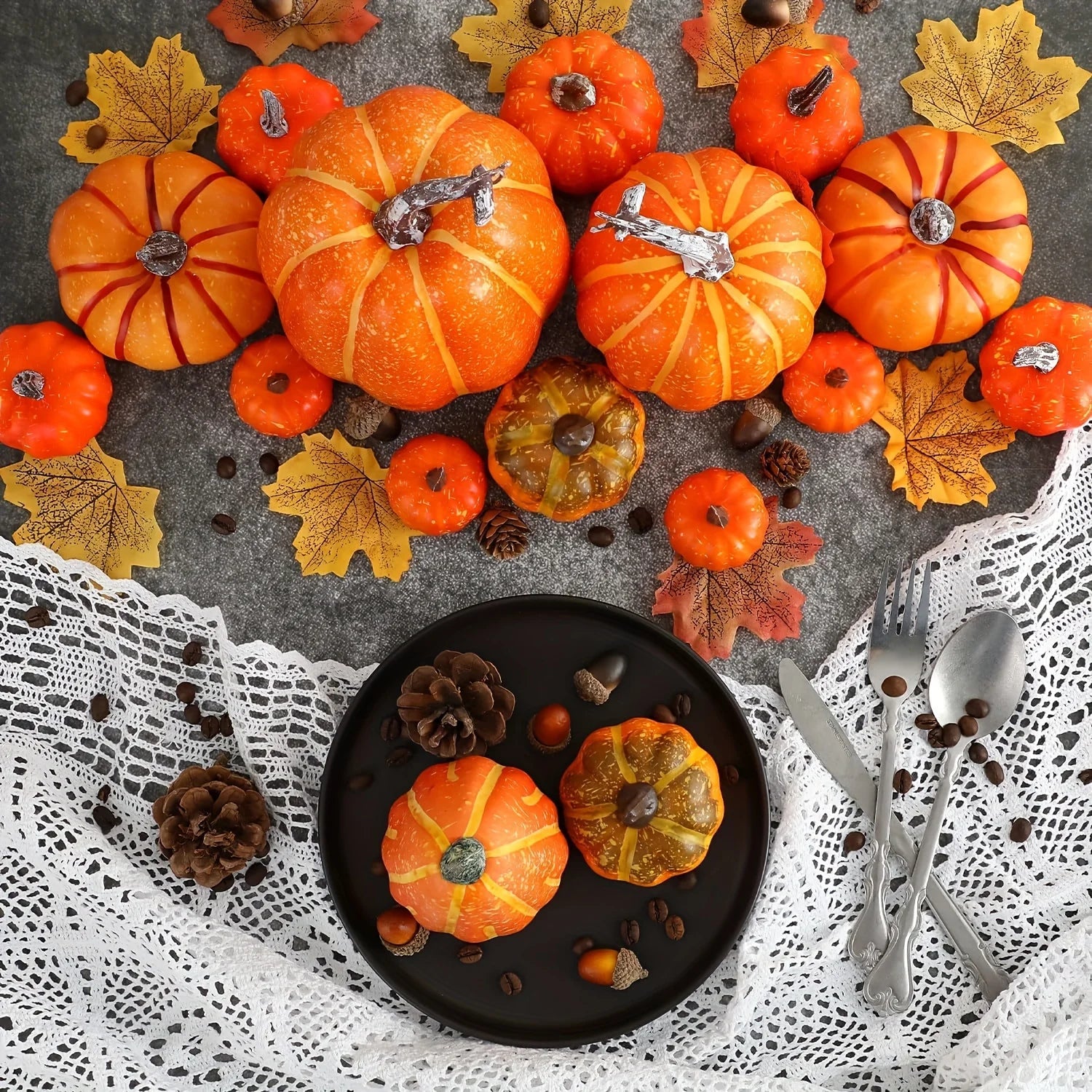 Pumpkin Autumn Decor Outdoor Orange Foam Plastic Fake Artificial