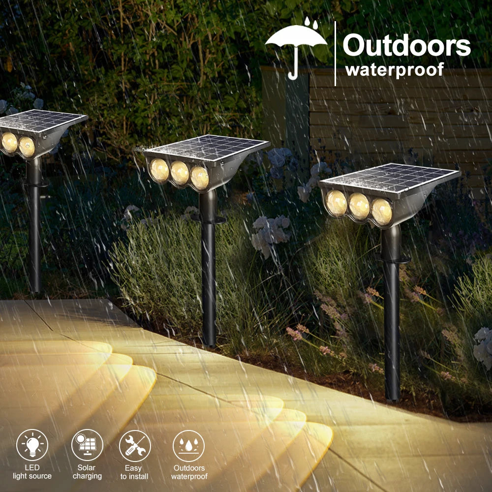 1PC Solar Spotlight Outdoor Waterproof IP65 LED Solar Landscape Light Garden Path Yard Driveway Walkway Patio Decor Warm White L Zpaxo