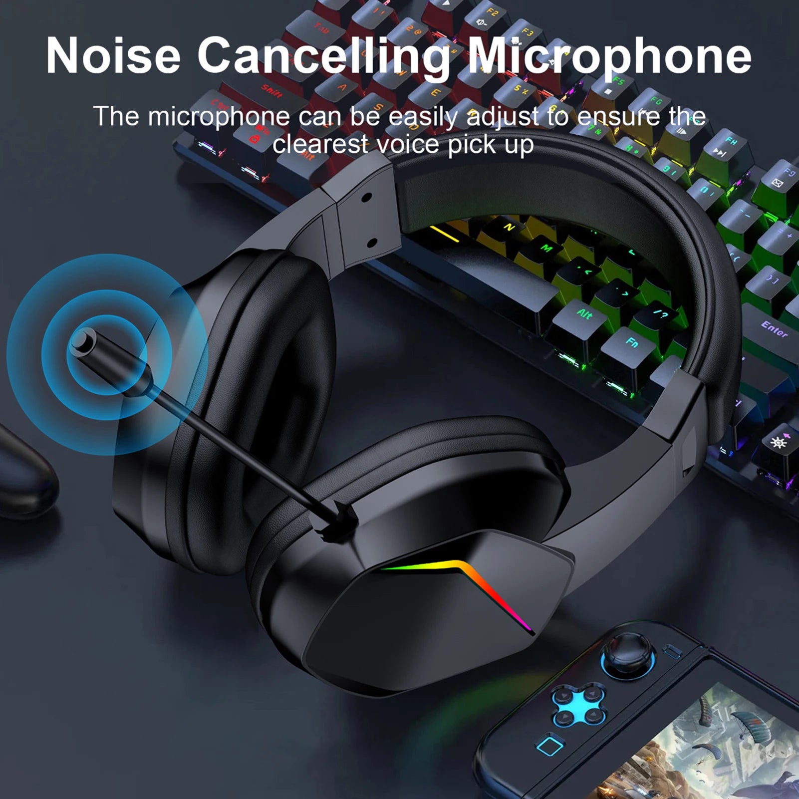 Wireless BT Gaming Headset LED Lights Low Latency Headphones Drivers