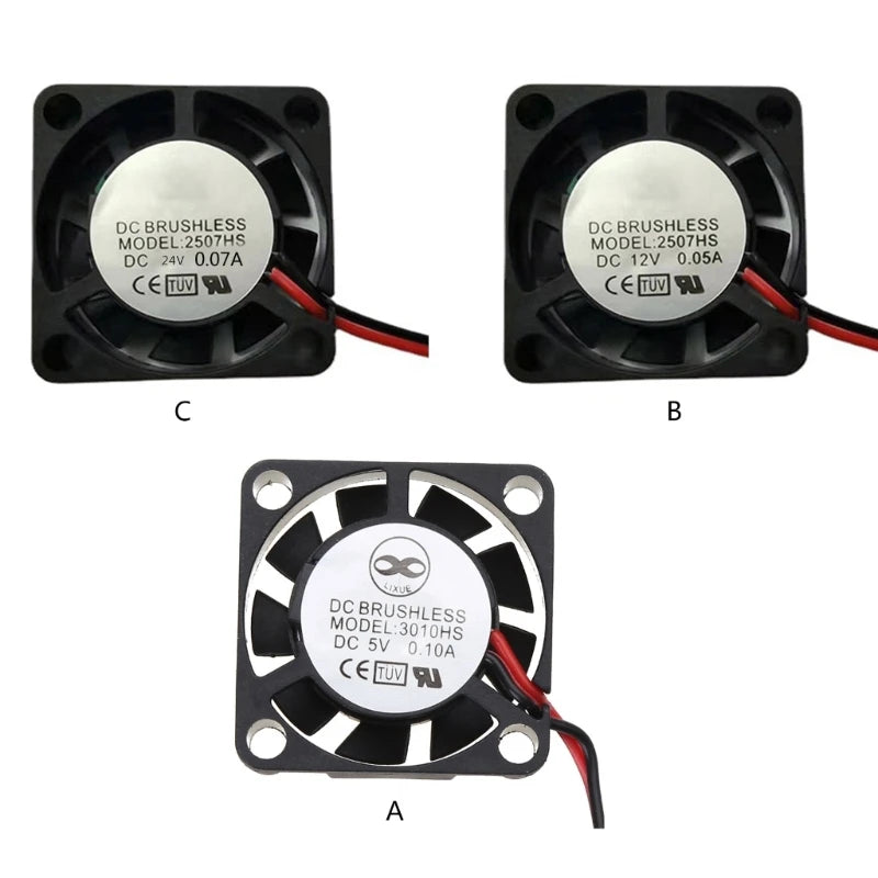Durable Mini Fan DC5V 12V 24V Hydraulic Bearing Brushless 2507 Heat