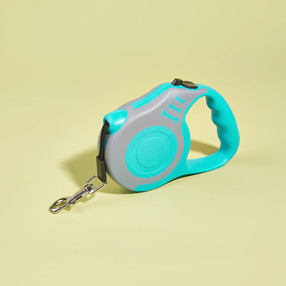 3m 5m Dog Leash for Small Dogs Cat Automatic Retractable Durable Nylon Lead Puppy Outdoor Travel Walking Hiking Traction Rope Zpaxo Turquoise and Gray 5M