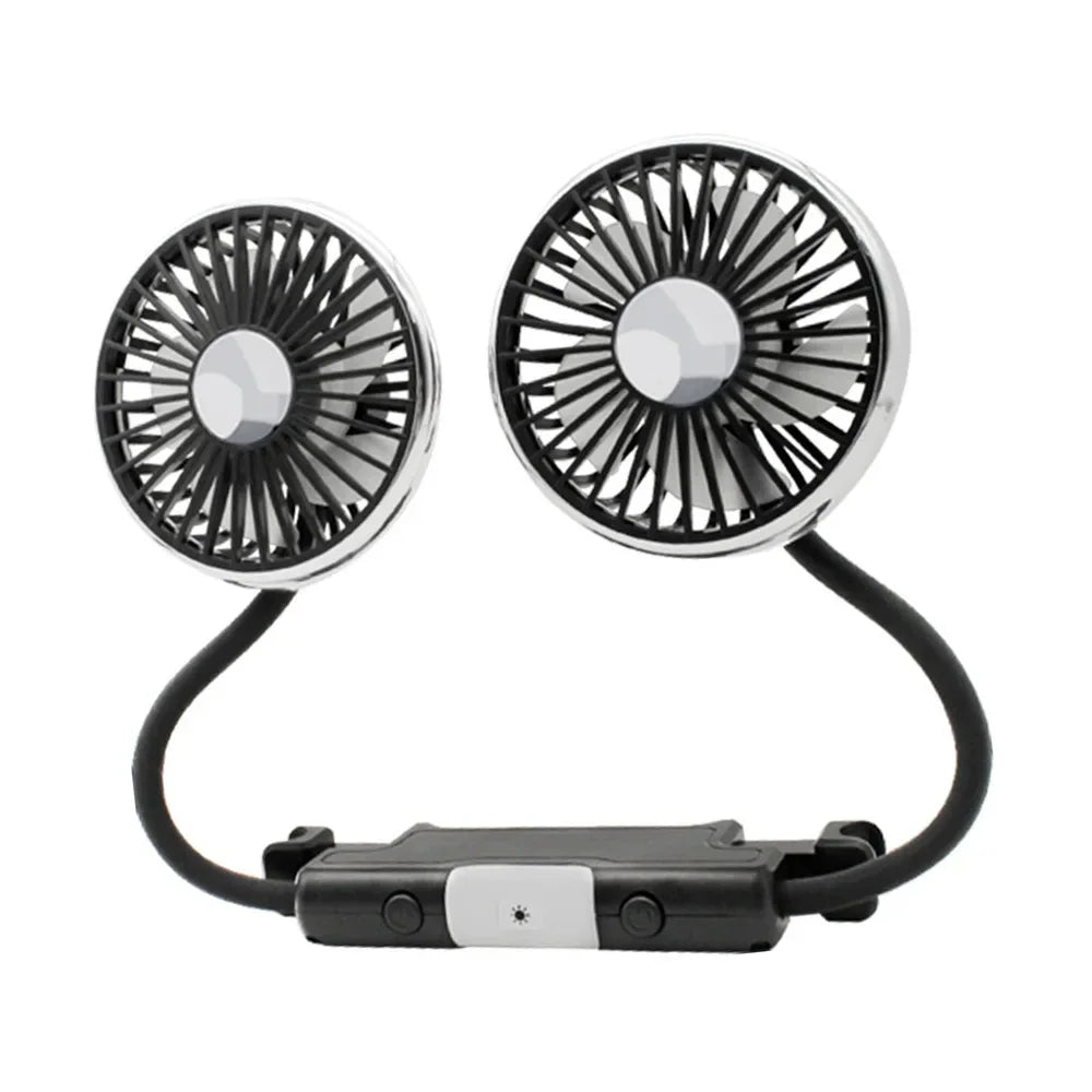 Car Fan Cooling Dual Head Type-c Usb 3 Speeds Adjustable Auto Cooler