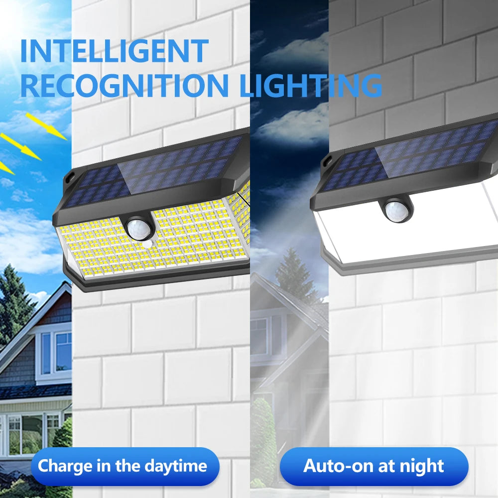 268/418 LED Solar Security Lights Outdoor 3 Modes Solar Powered Motion Sensor Lights Waterproof Wall Lights Fence Yard Garage Zpaxo