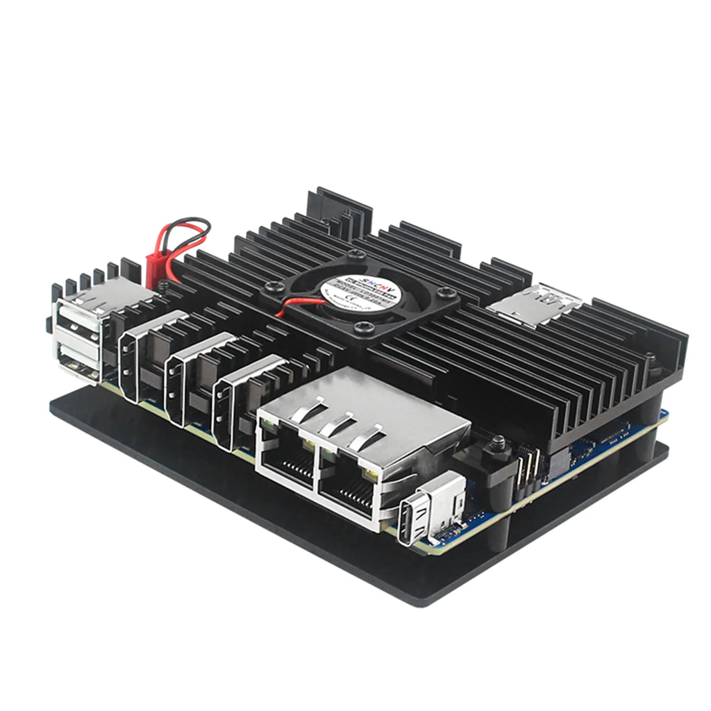 Orange Pi 5 Aluminum Case Active Passive Metal Cooling Enclouse Fan