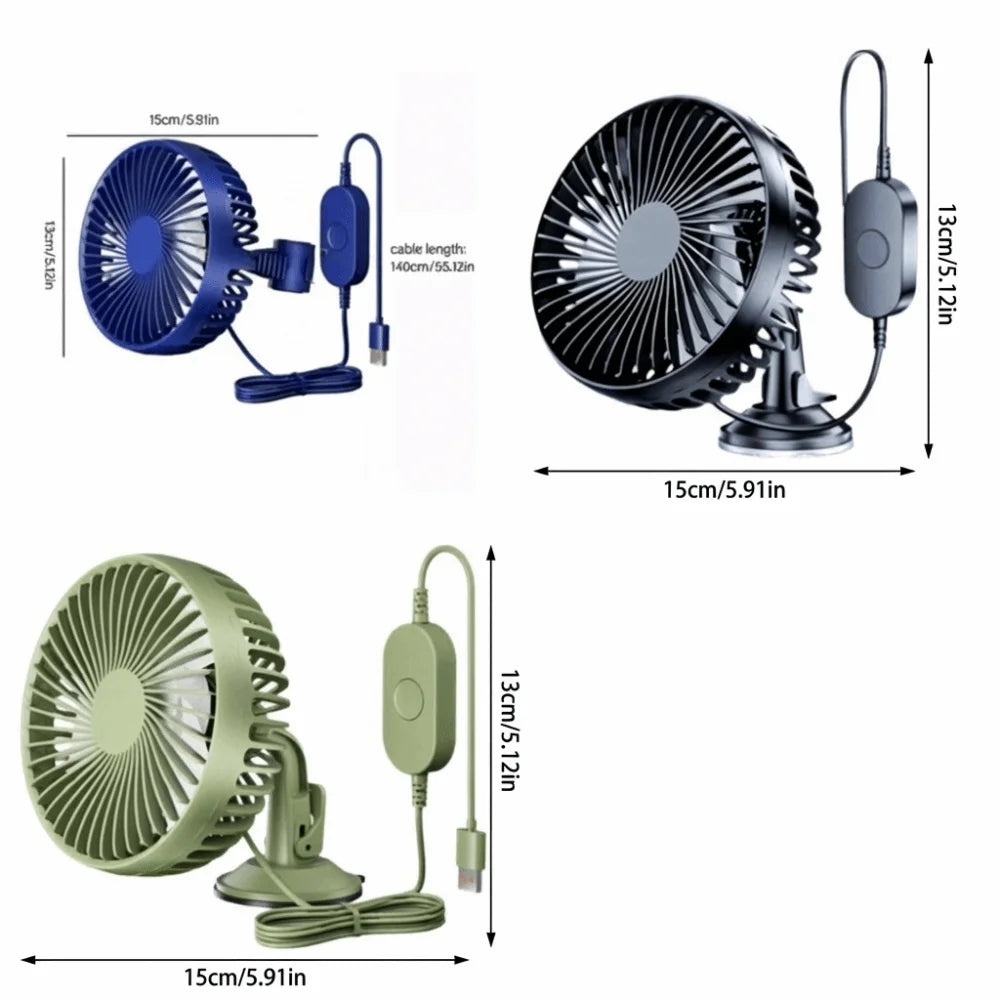 Strong Wind Power Dual-head Car Fan Quiet Operation Dual Head Design Zpaxo