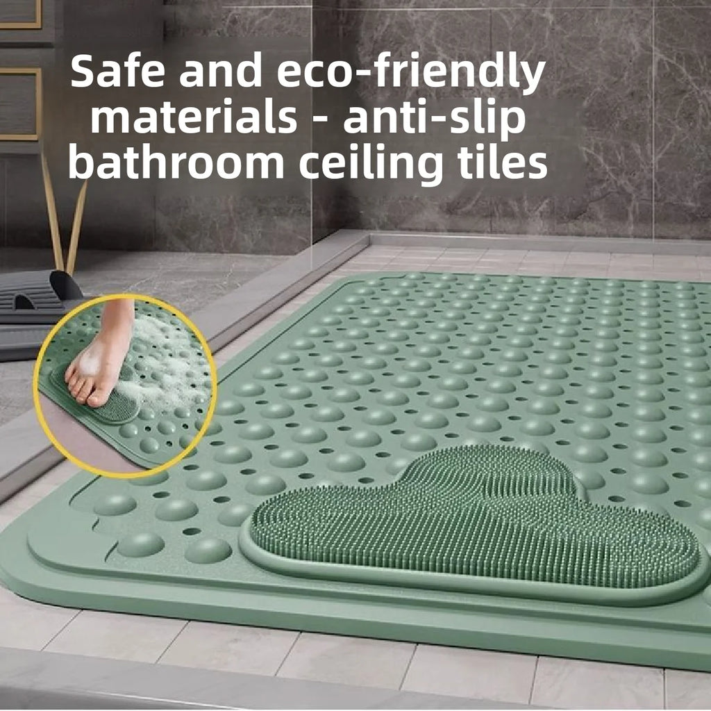 Non-Slip Shower Bath Mat with Massage Particles, Strong Suction Cup Bathroom Floor Mat, Quick Drain Waterproof Safety Mat for Sh Zpaxo