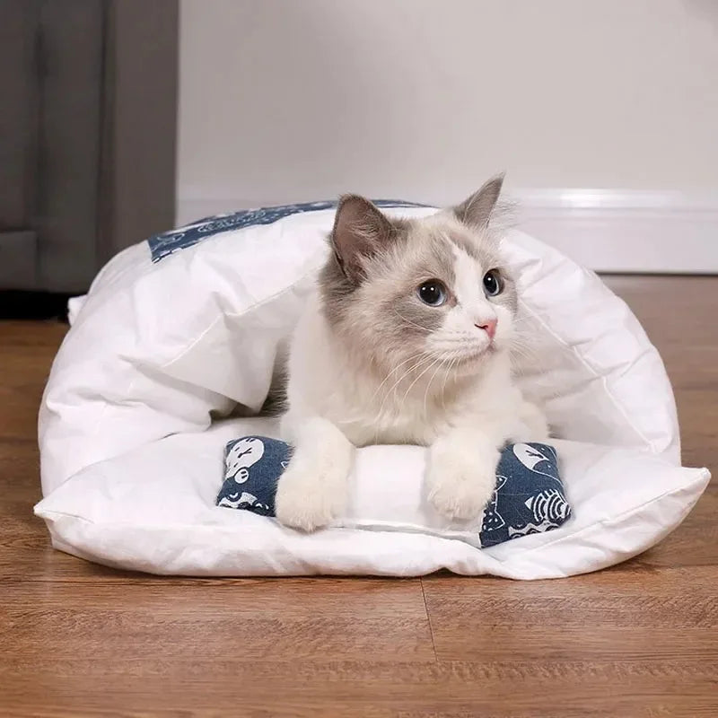Kawaii Removable Cats Bed House Home Supplies Products for Adult Cats Large Pet Dog Bed Cat's House Cave Comfortable Food Cute Zpaxo