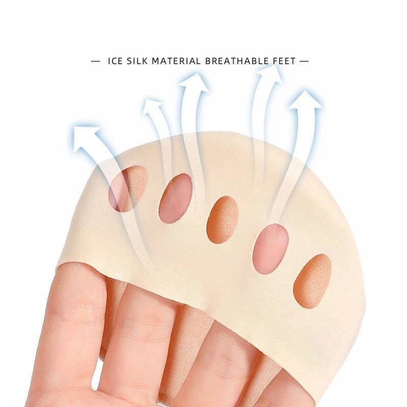 1 2Pairs Front Palm Rest Anti Slip Half Pad Heels Foot Invisible Sock