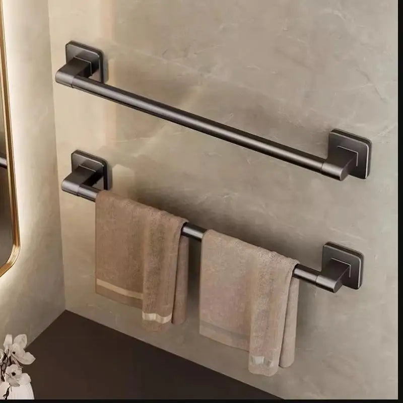 Non-drilling Towel Rack Double Layer Self Adhesive Bathroom Shower Zpaxo 2 Layer Gray 30cm