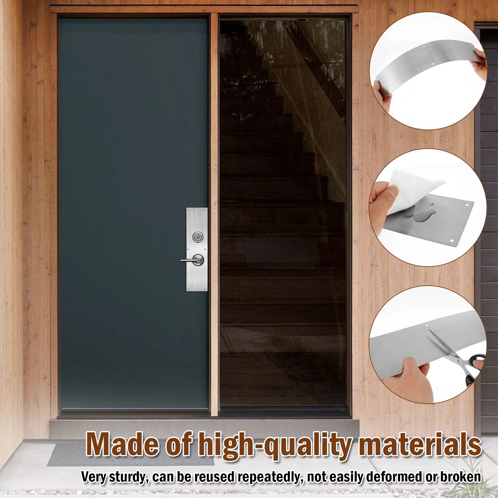 2/4Pcs Door Kick Plates 4*16Inch Stainless Steel Kick Plates Door Protection Metal Plate Anti Damage Door For Dog Enter the door Zpaxo