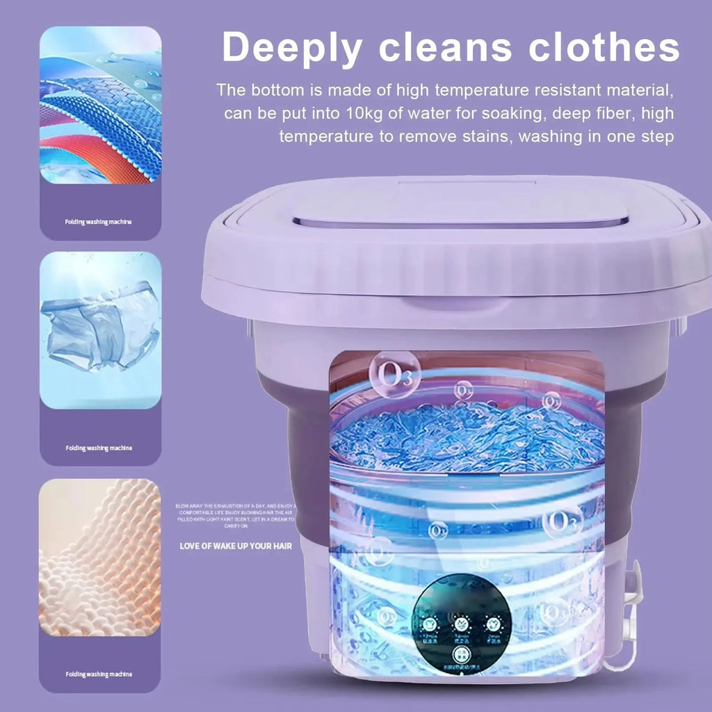 EU 8L Foldable Mini Washing Machine Spin Dryer Portable Small Washer for Socks Underwear Lingerie Space-saving Household Zpaxo
