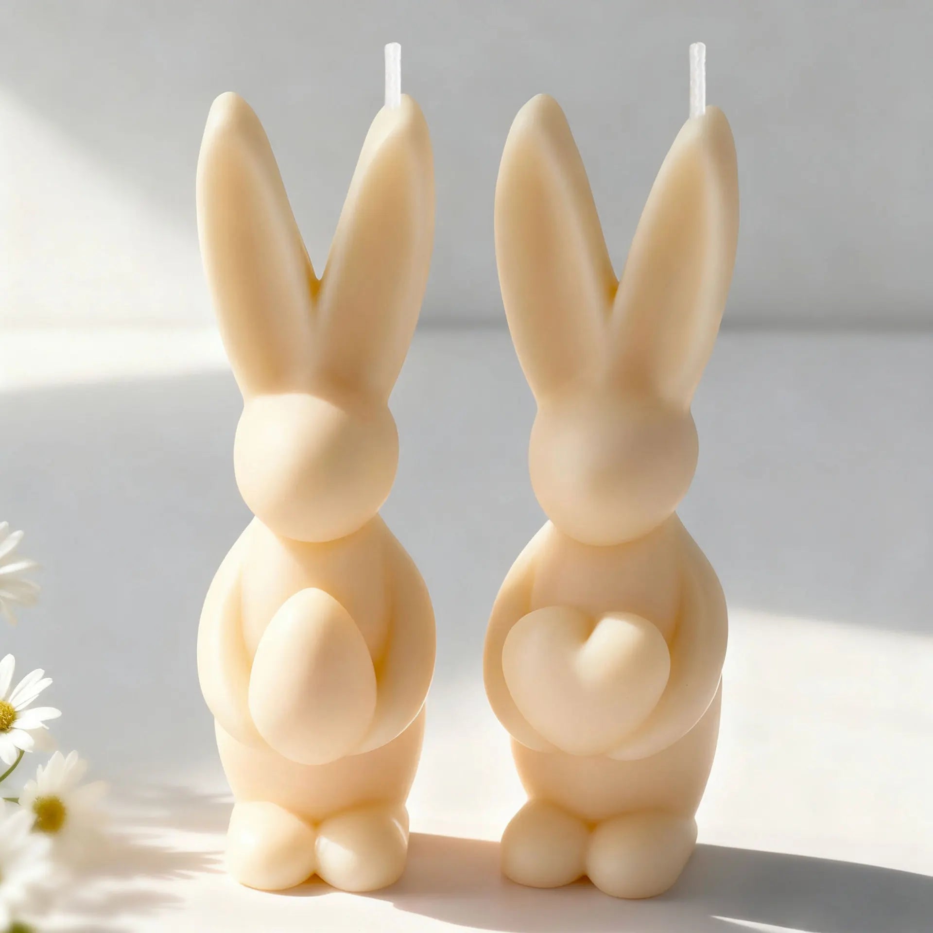 Easter Bunny Candle Silicone 3D Rabbit Bunny Egg Heart Aromatherapy Soap Gypsum Plaster Ornament Gift Mould Home Decor Zpaxo