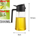 2 in 1 Pour Spray Sprayer Household Kitchen Oils Spray Cooking Olive Oil Dispenser Oil Baking Vinegar Soy Sauce Spray Container Zpaxo 2use black 500ml