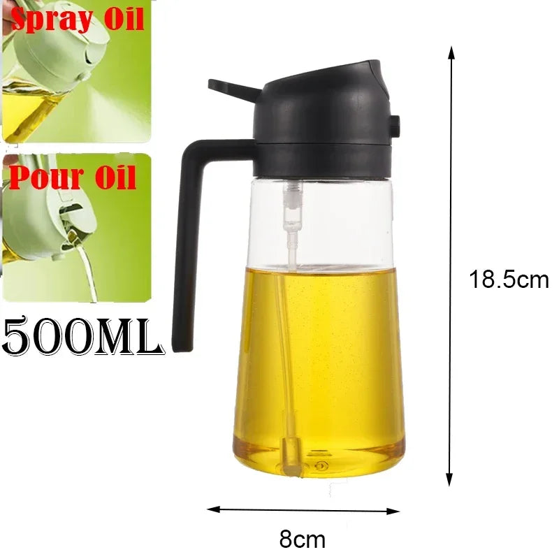 2 in 1 Pour Spray Sprayer Household Kitchen Oils Spray Cooking Olive Oil Dispenser Oil Baking Vinegar Soy Sauce Spray Container Zpaxo 2use black 500ml