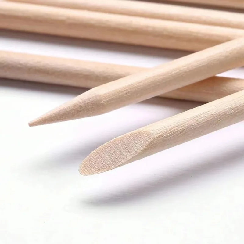 Double-Ended Wood Cuticle Pusher & Nail Art Sticks 50/100 Pack Cuticle Pusher Sticks Zpaxo