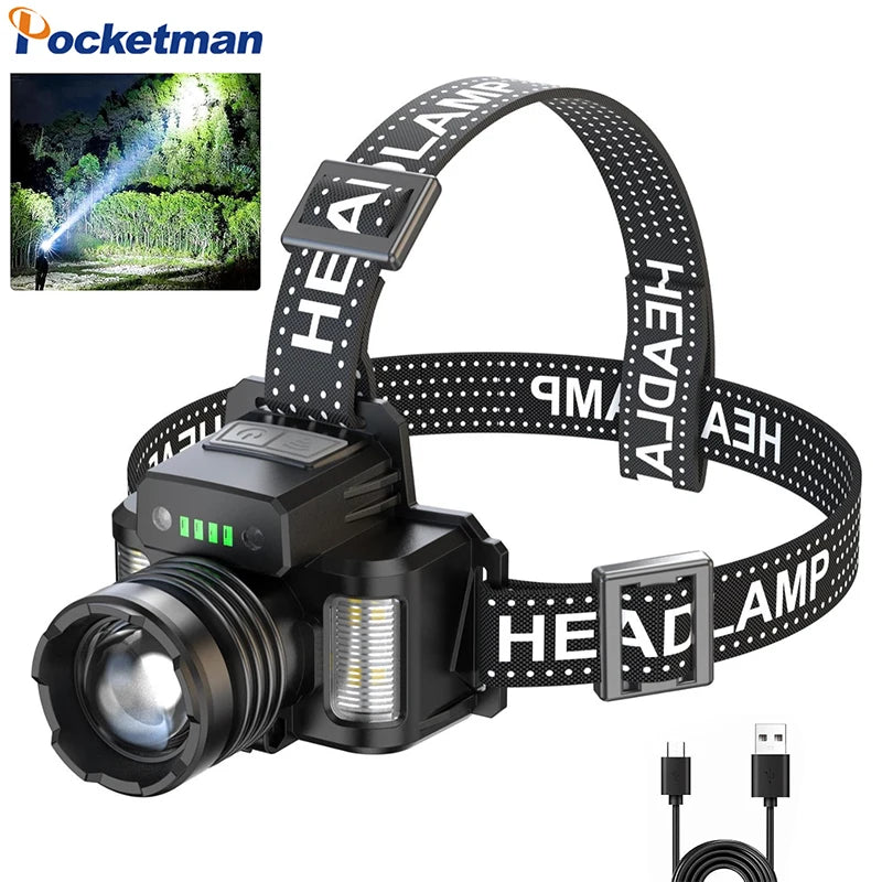 POCKETMAN 30W LED Headlamp USB-C Rechargeable with Zoom Sensor