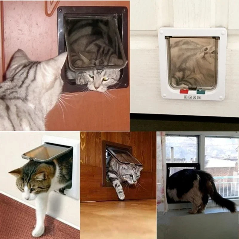 Cat Flap Door with 4-Way Lock | Pet Door for Cats & Small Dogs Pet Flap Door Zpaxo