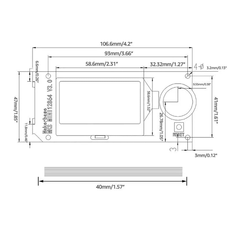 652F MINI 12864 v3.0 LCD Display Screen 107x47 5V Support Marlin DIY+SD Holder Zpaxo