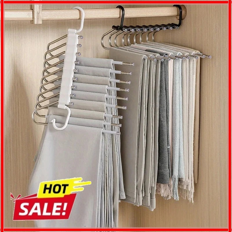 Space-Saving Trouser Hanger System - Adjustable, stackable trouser hanger for seamless garment storage for everyday use-tan Zpaxo