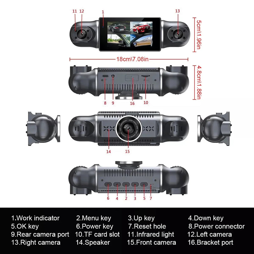 Car DVR Dash Cam Wifi FHD 4 Lens 1080P Dashboard Camera 24H Parking