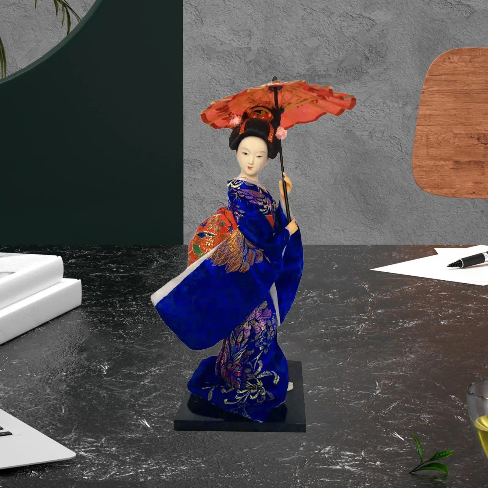 Japanese Geisha 9" Free Standing Oriental Ancient Kabuki Girl Statue Kimono Dolls Ornament for Shelf Table Home Office Decor Zpaxo Style A
