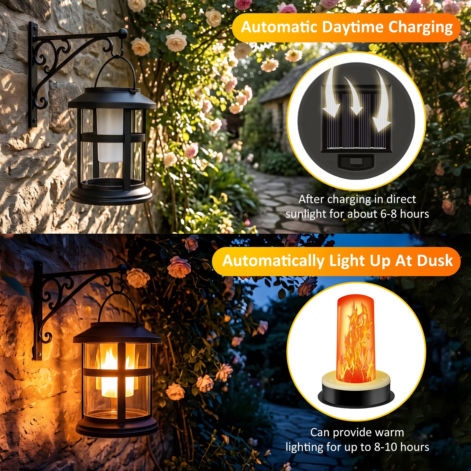 Solar Light Replacement Top Lantern Lid Parts Flickering Flame LED Waterproof IP44 For Hot Air Balloon Dusk To Dawn Opening Yard Zpaxo