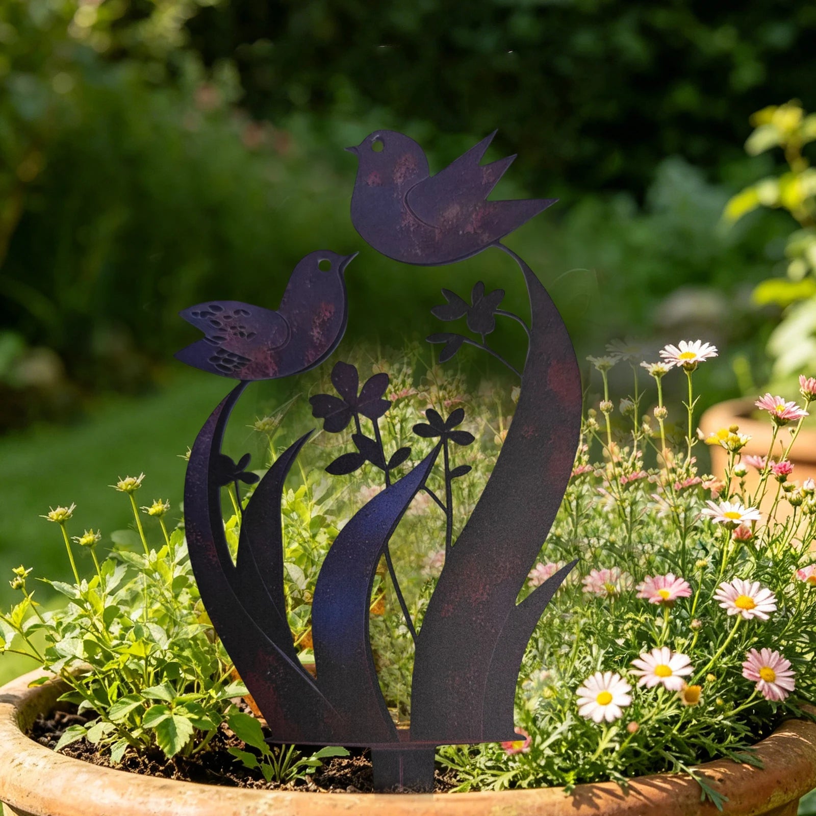 Wrought Iron Flower Decoration Ground Inserts Decorative Yard Sign