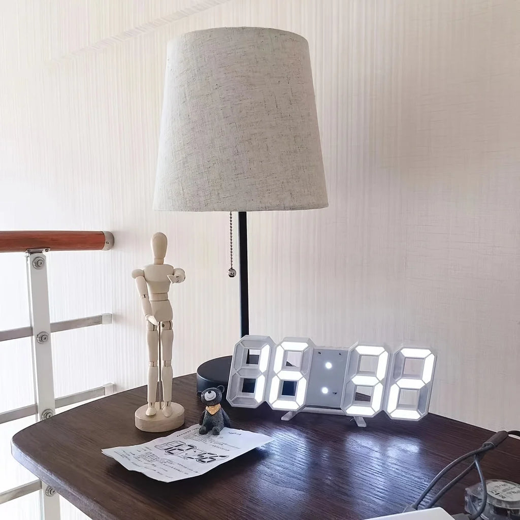 3D LED Wall Clock Modern Digital Design Nightlight Luminous Alarm