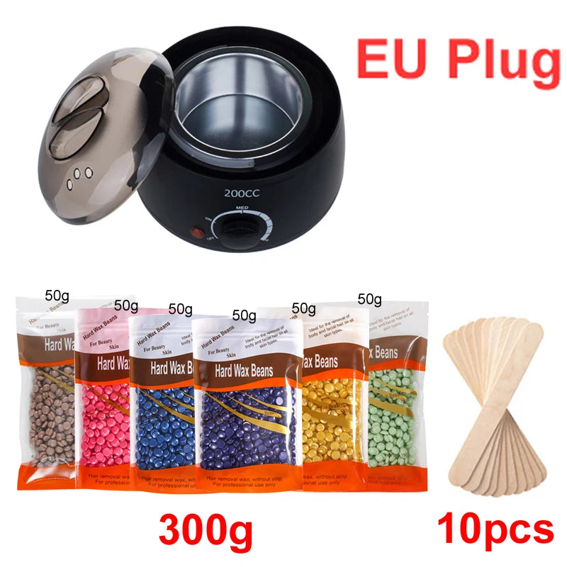 Portable Hair Removal Wax Melting Machine Kit & Wax Beans Wax Hair Removal Kit Zpaxo 035-B-EU-300g