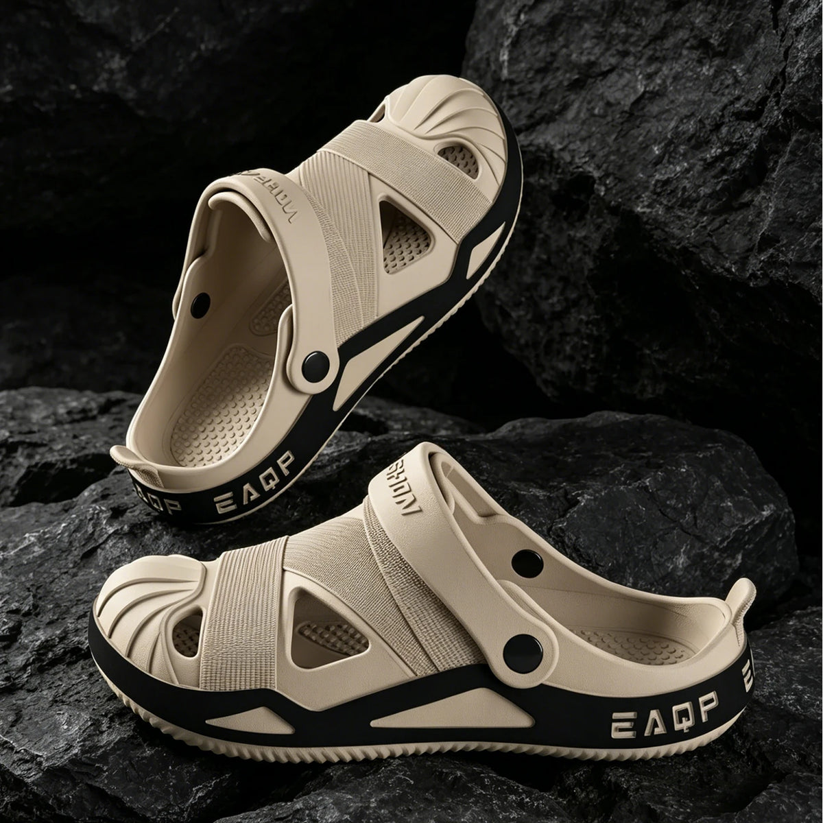 Men's Breathable Summer Clogs Anti-slip Outdoor Beach Shoes Casual Zpaxo Khaki 42-43